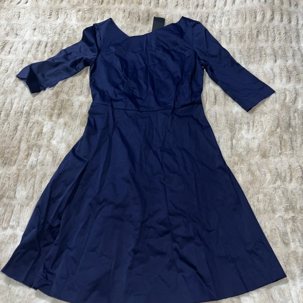 Tavrovska Women's Navy Blue Asymmetrical Fit and Flare Dress Size 42 Zip Up Back